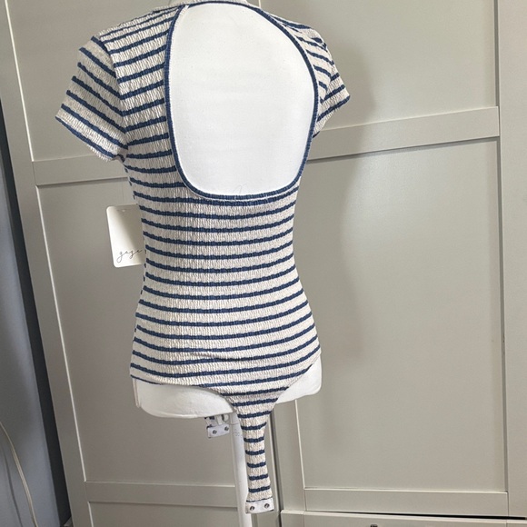 Navy and White Striped Women's Tee - Picture 3 of 6